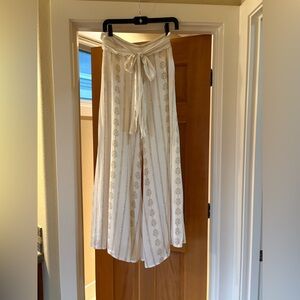 Farm Rio Cream Wide-Leg Boho Pants